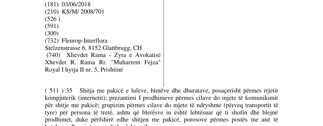 Zëri i markës FLEUROP në buletin