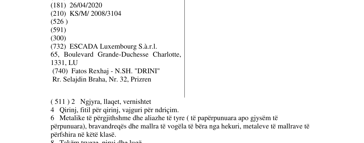 Zëri i markës ESCADA në buletin