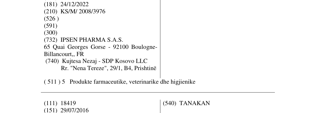 Zëri i markës SOMATULINE në buletin