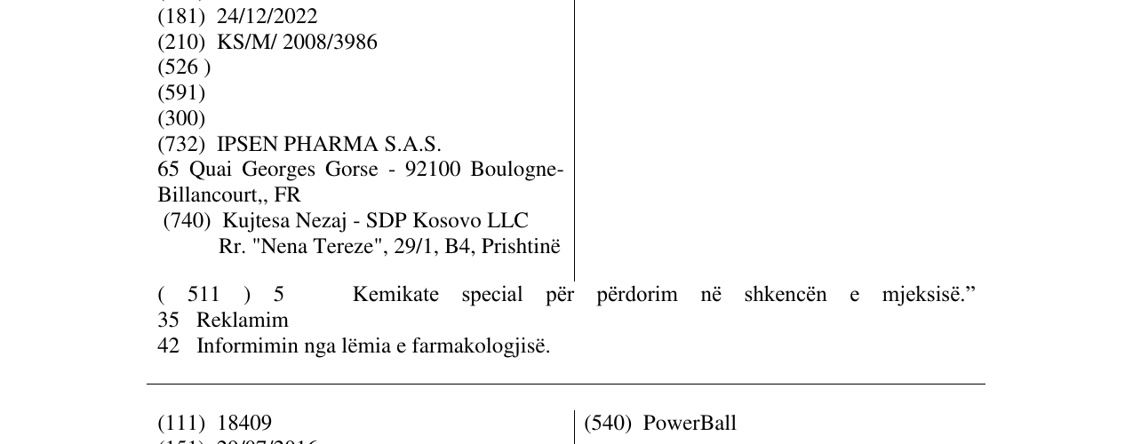Zëri i markës EGB 761 në buletin