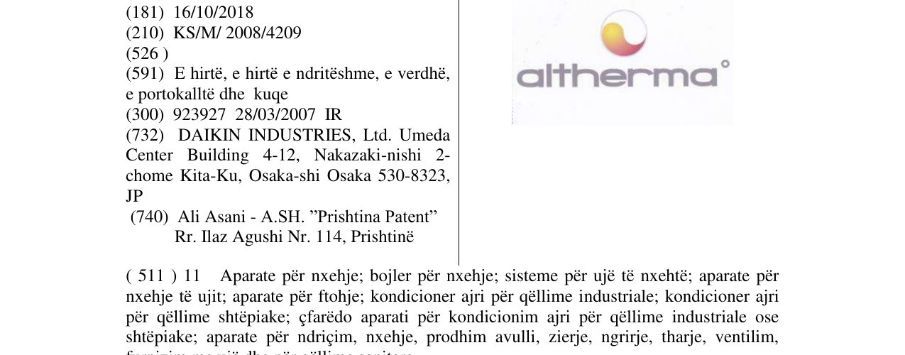 Zëri i markës altherma në buletin