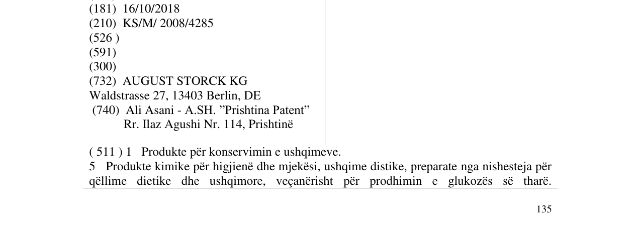 Zëri i markës Condetta në buletin