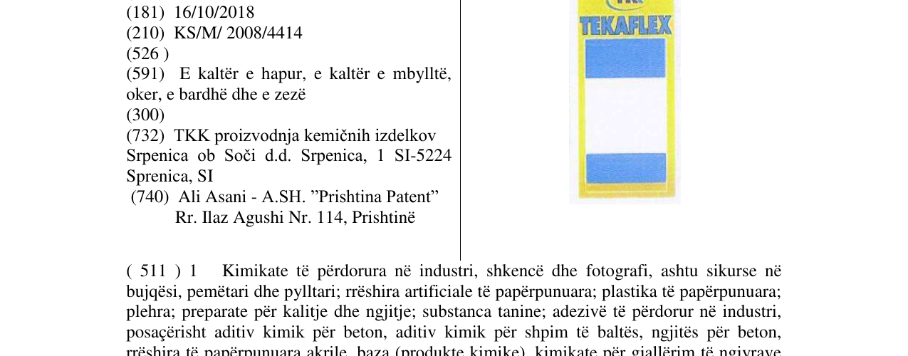 Zëri i markës TKK TEKAFLEX në buletin