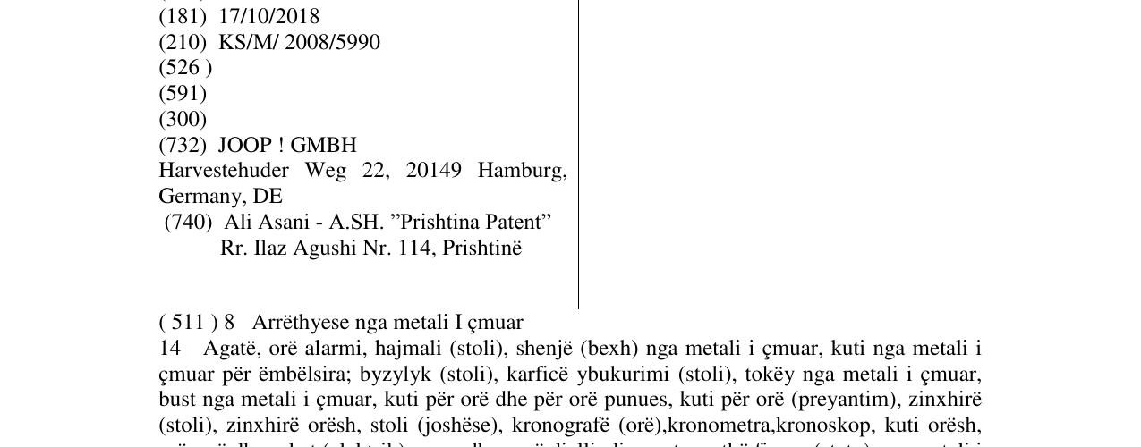 Zëri i markës JOOP! në buletin