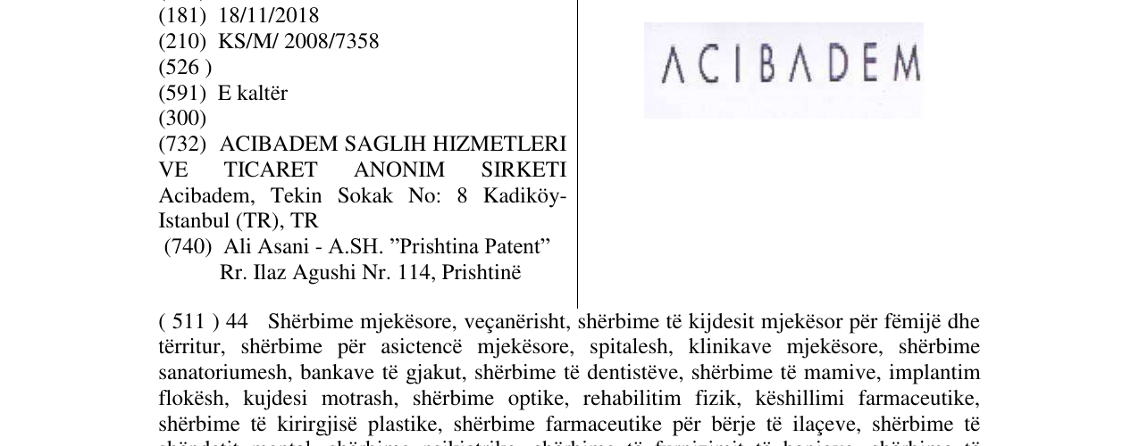 Zëri i markës ACIBADEM në buletin