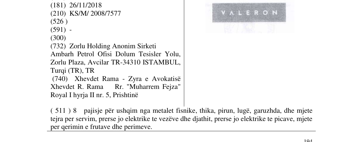Zëri i markës Markë figurative në buletin