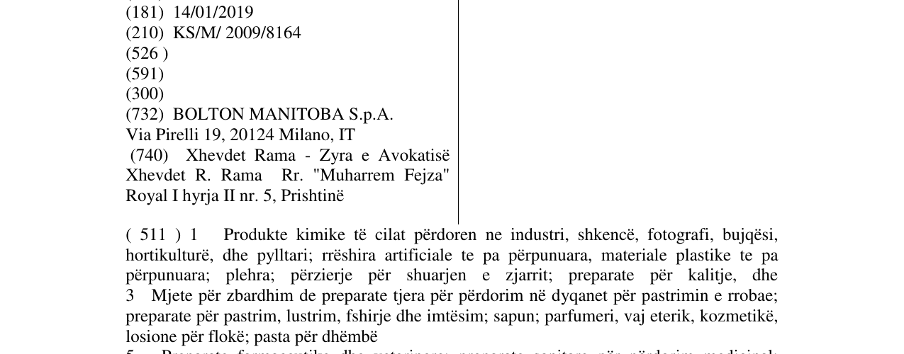 Zëri i markës OMINO BIANCO në buletin