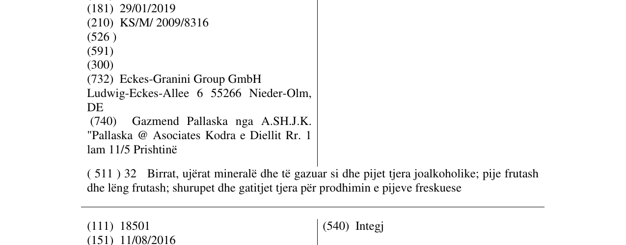 Zëri i markës Granini në buletin
