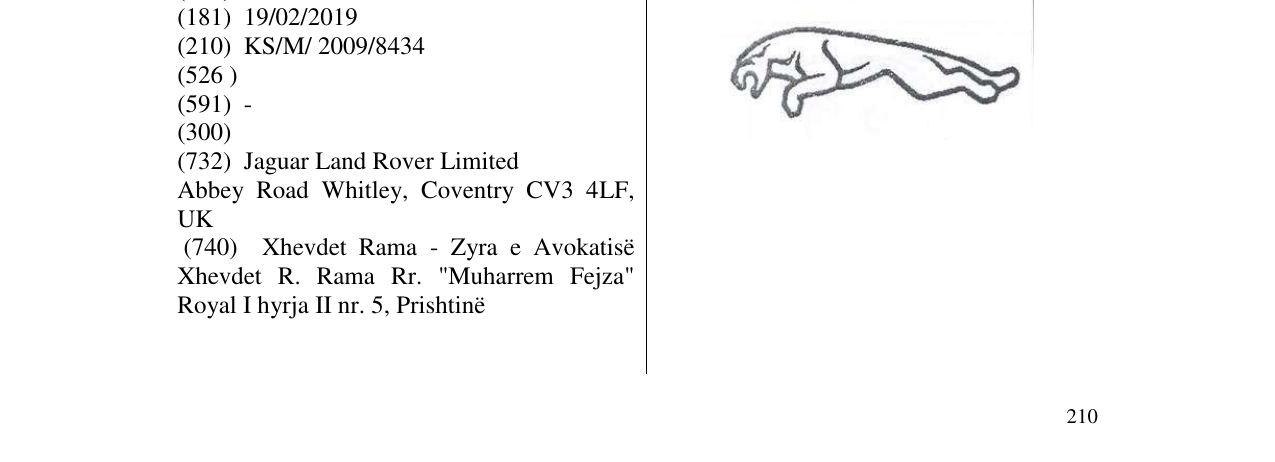 Zëri i markës LEAPING JAGUAR DEVICE në buletin