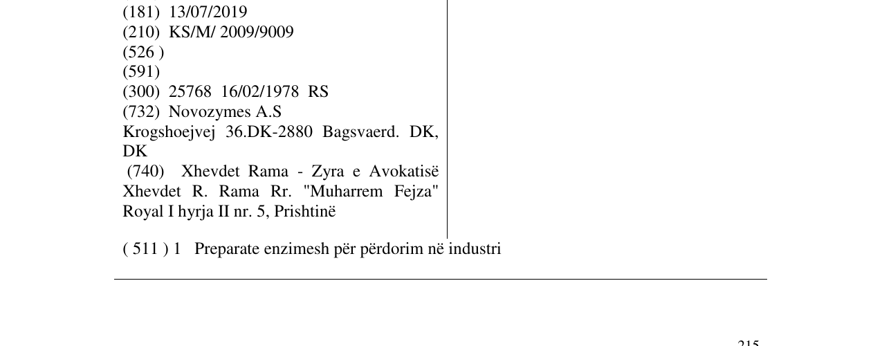 Zëri i markës SAVINASE në buletin