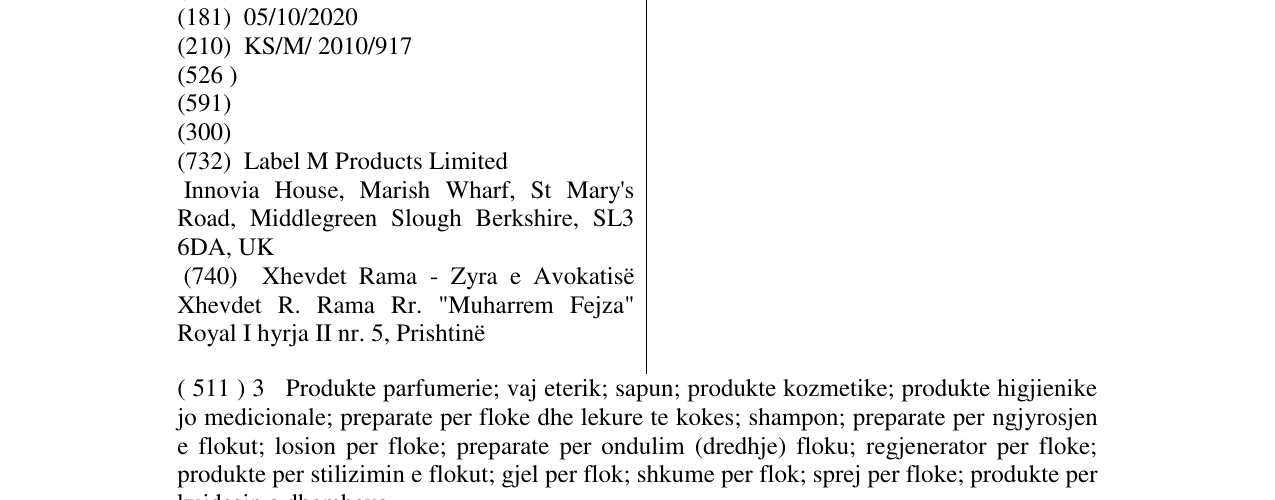 Zëri i markës LABEL M në buletin