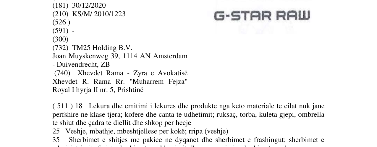 Zëri i markës G-STAR RAW në buletin