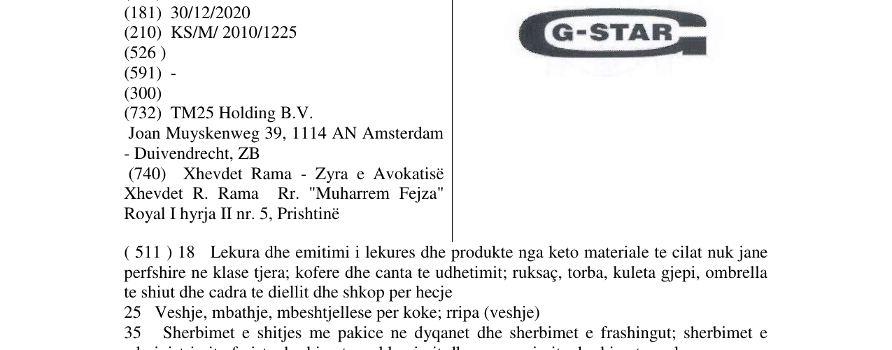 Zëri i markës G-STAR në buletin