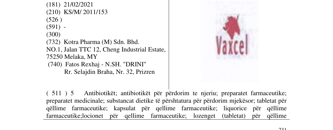 Zëri i markës Vaxcel në buletin