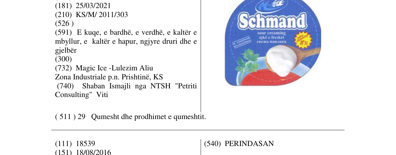 Zëri i markës MAGICE SCHMAND në buletin