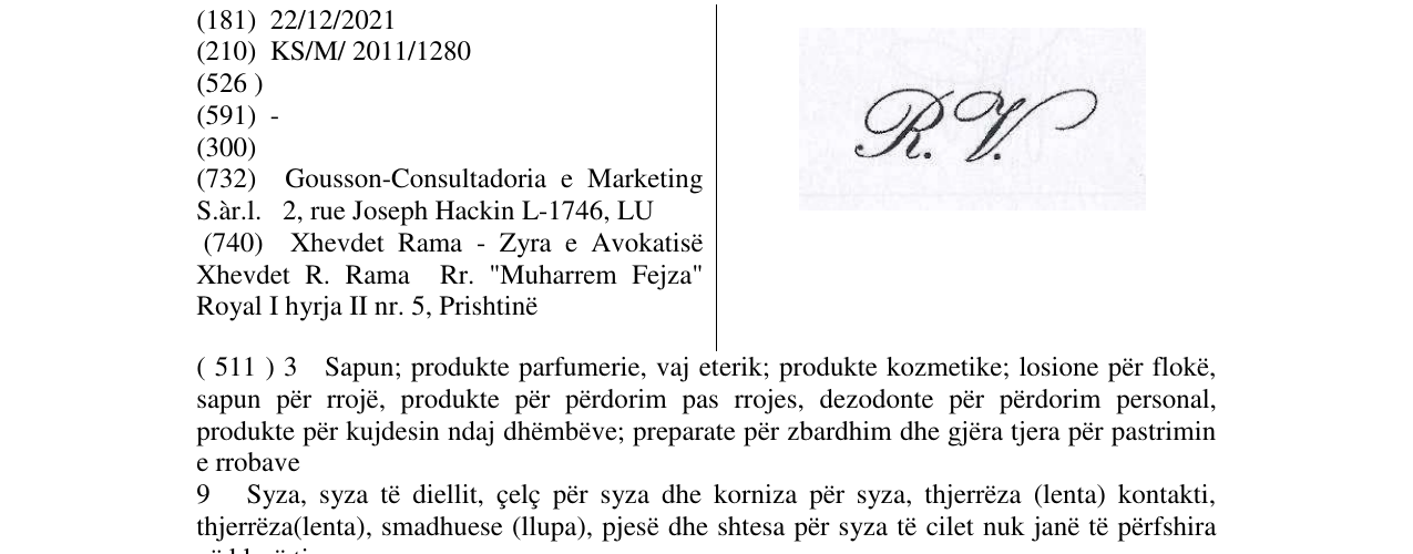 Zëri i markës R.V. në buletin