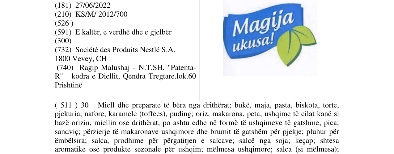 Zëri i markës Magija ukusa! në buletin