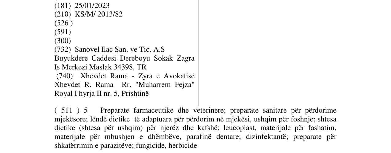Zëri i markës matofin-sanovel në buletin
