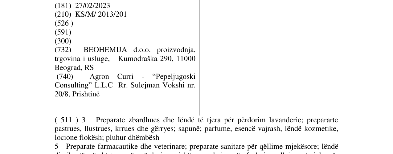 Zëri i markës DOMANA në buletin