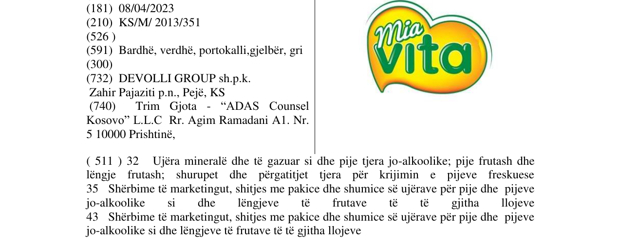 Zëri i markës mia vita në buletin