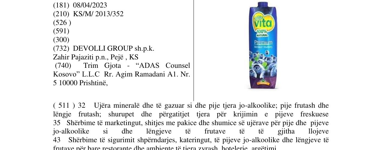 Zëri i markës mia vita Boronicë në buletin