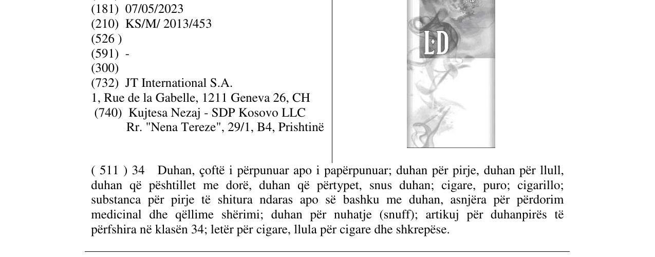 Zëri i markës L .D në buletin