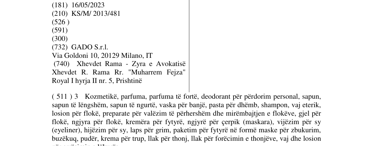 Zëri i markës DOLCE DOLCE & GABBANA në buletin