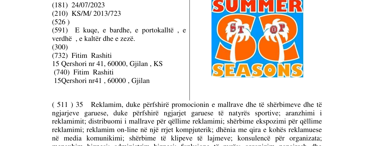 Zëri i markës SUMMER SEASONS në buletin