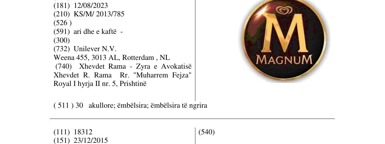 Zëri i markës M MAGNUM në buletin