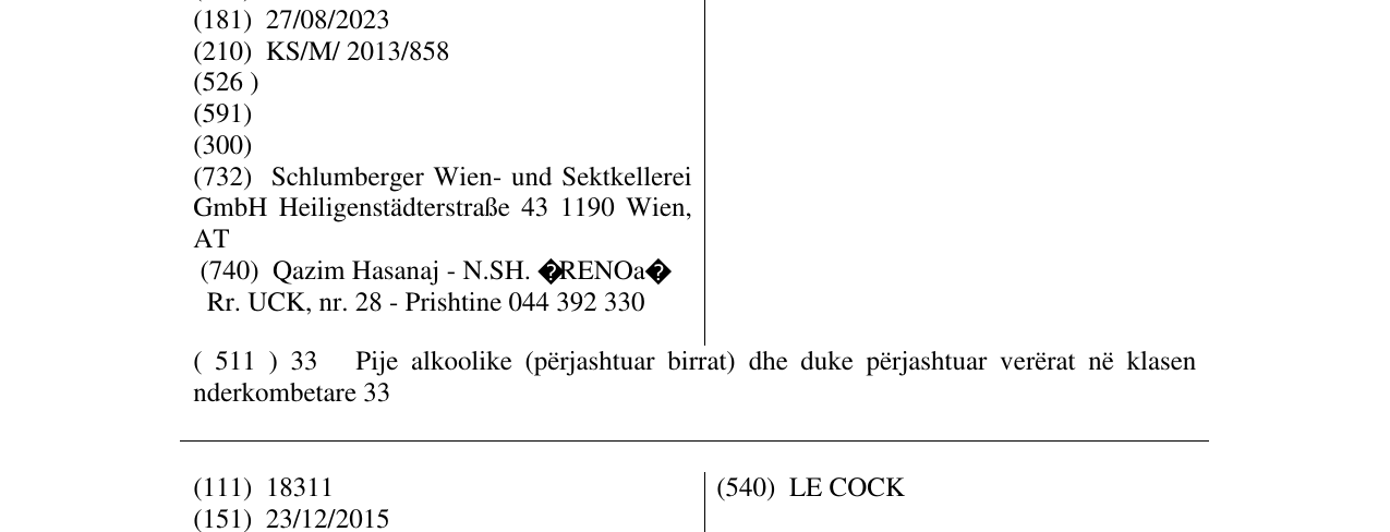 Zëri i markës Schlumberger në buletin