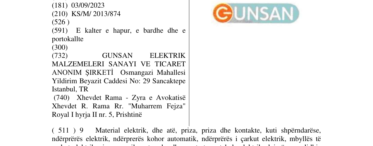 Zëri i markës GUNSAN në buletin