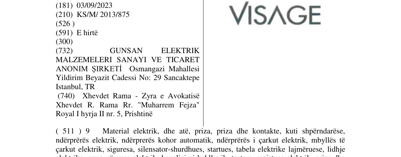 Zëri i markës VISAGE në buletin