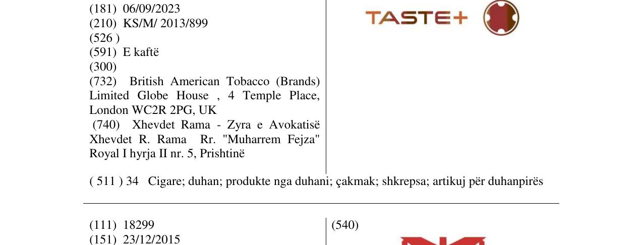 Zëri i markës TASTE + në buletin