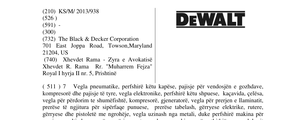 Zëri i markës DEWALT në buletin
