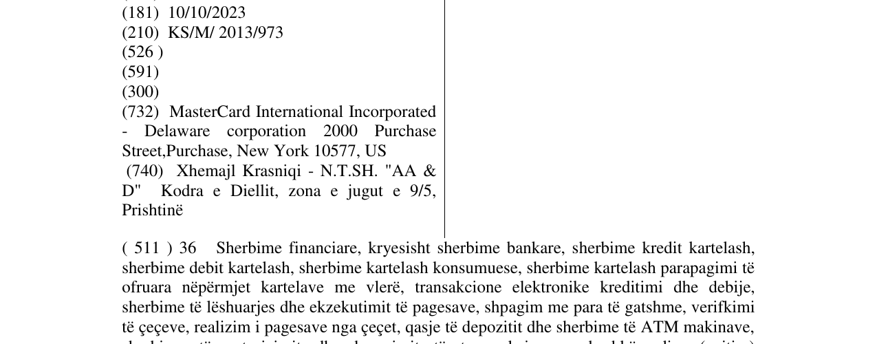 Zëri i markës WORLD MASTERCARD në buletin