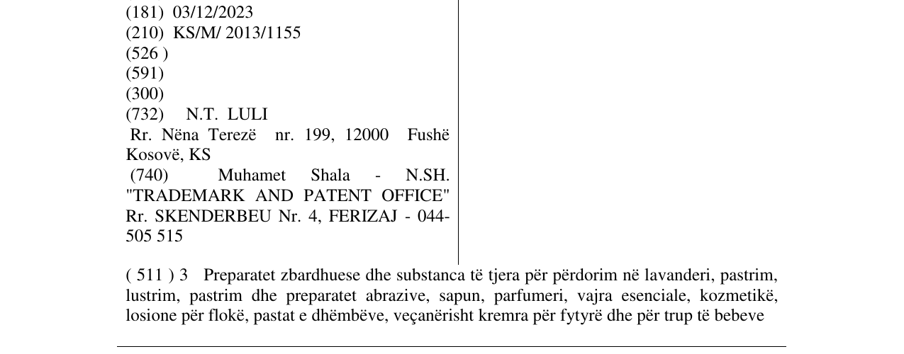 Zëri i markës VEGADERM në buletin