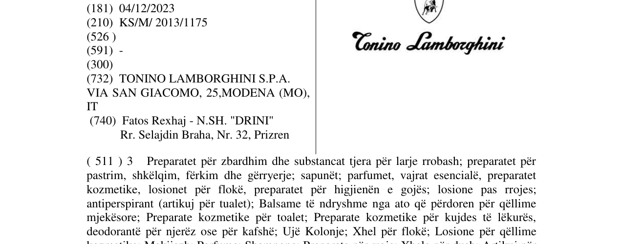Zëri i markës Tonino Lamborghini në buletin