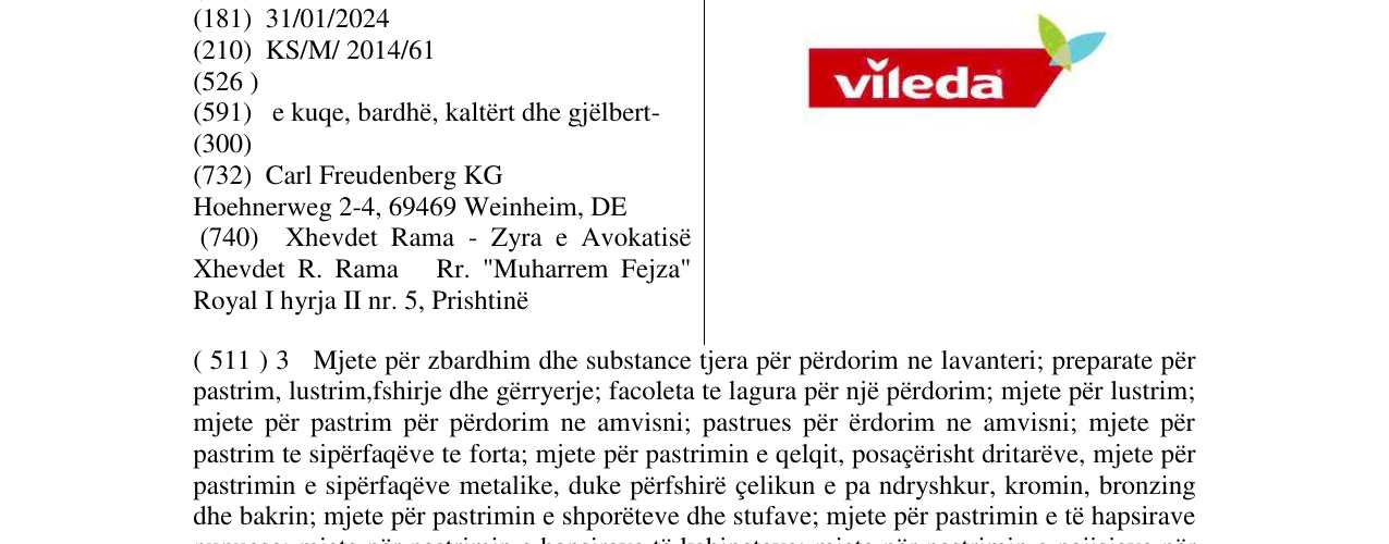 Zëri i markës vileda në buletin