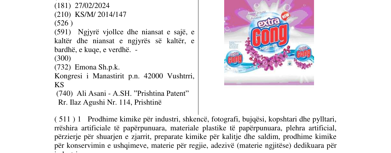 Zëri i markës extra gong në buletin