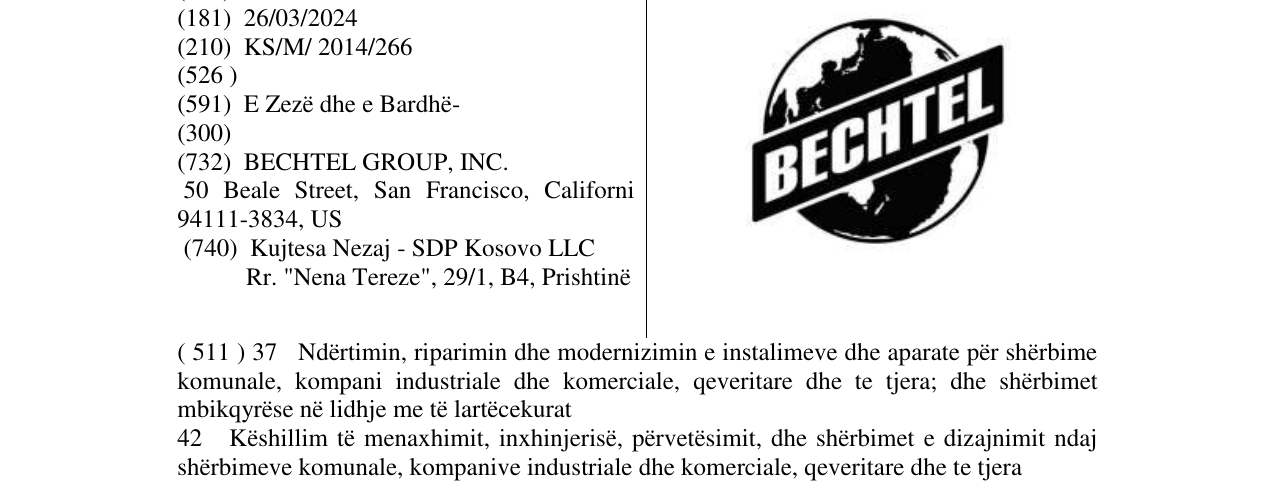 Zëri i markës BECHTEL në buletin