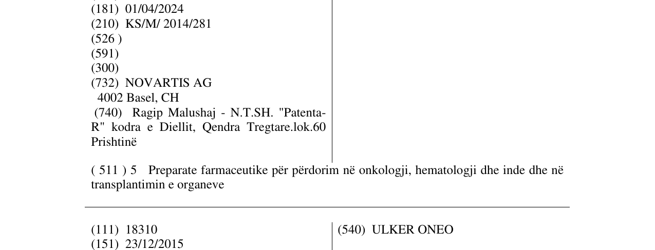 Zëri i markës ZYKADIA në buletin