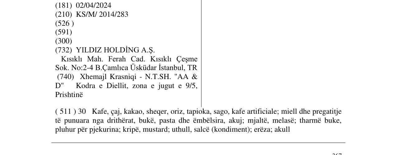 Zëri i markës ULKER ONEO në buletin