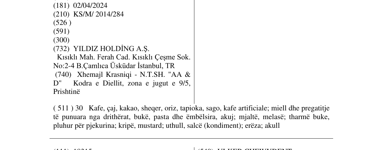 Zëri i markës ÜLKER KREMINI në buletin