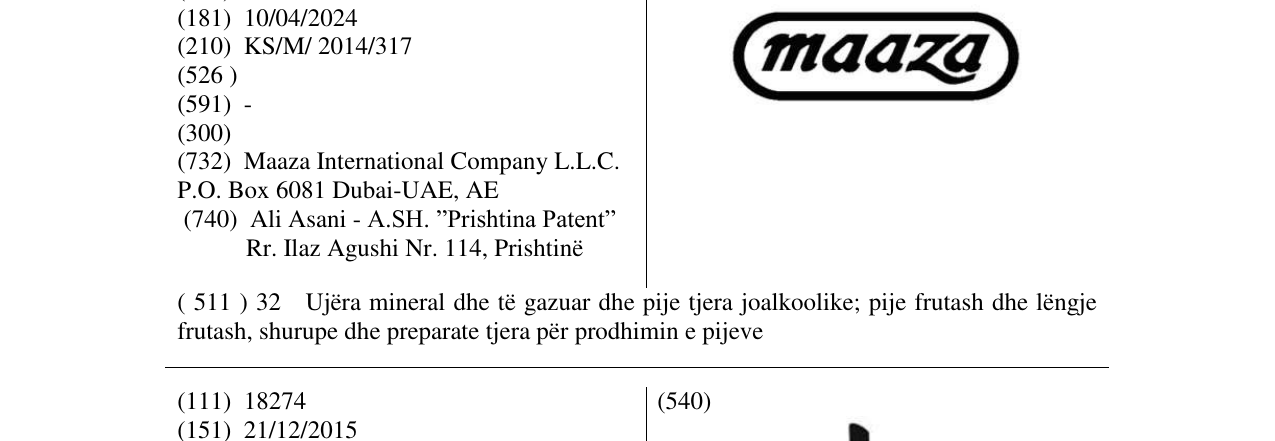 Zëri i markës maaza në buletin