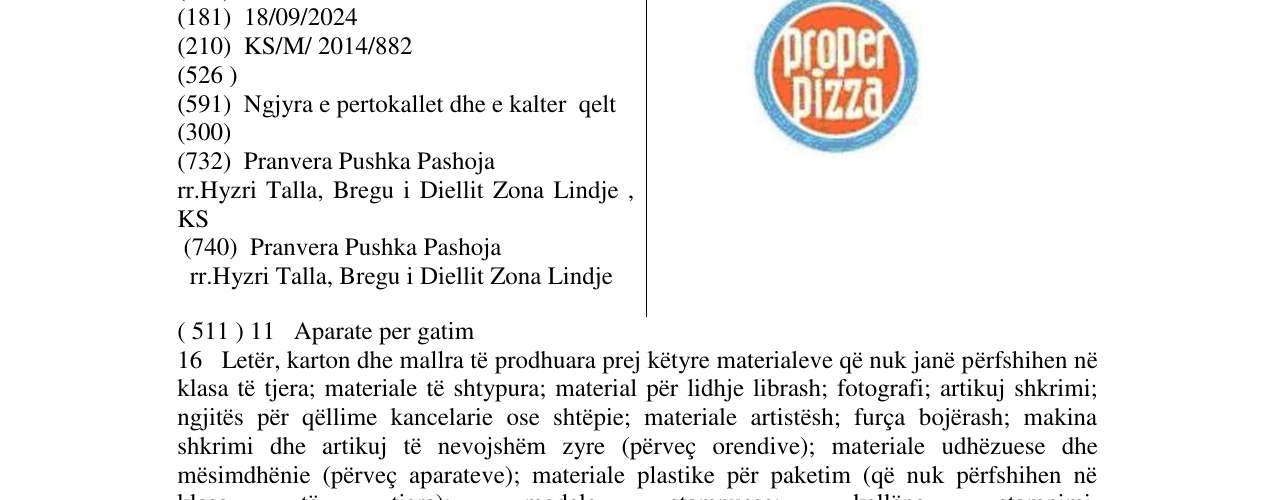Zëri i markës proper pizza në buletin