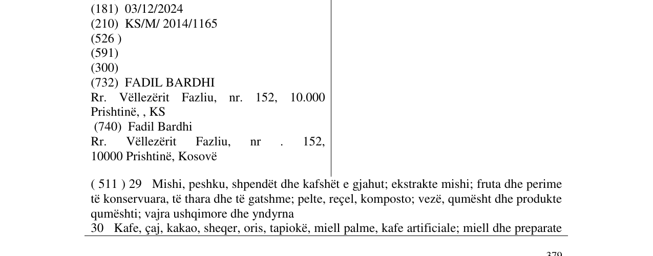 Zëri i markës RESTAURANT AMBIENTI në buletin