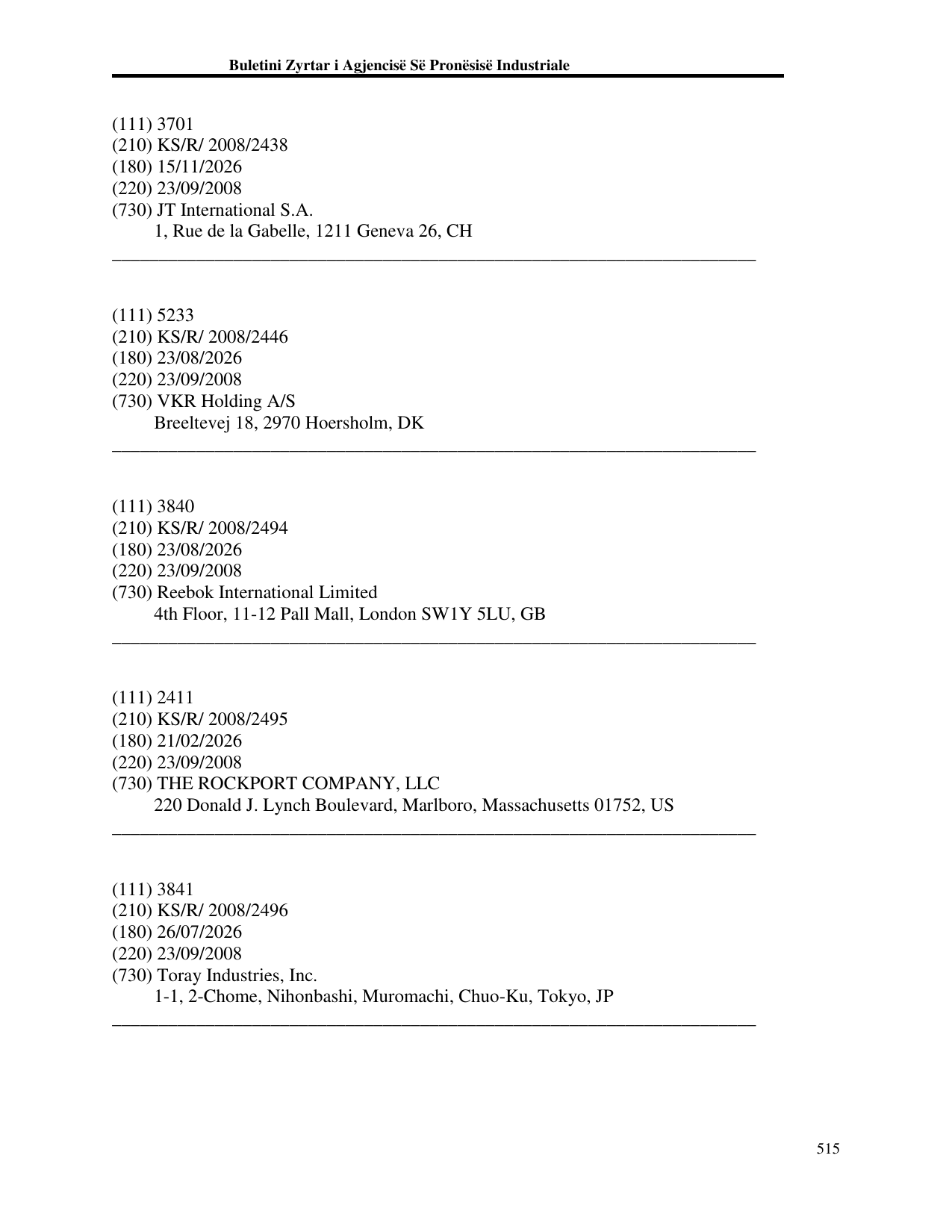 Page 515 of the bulletin