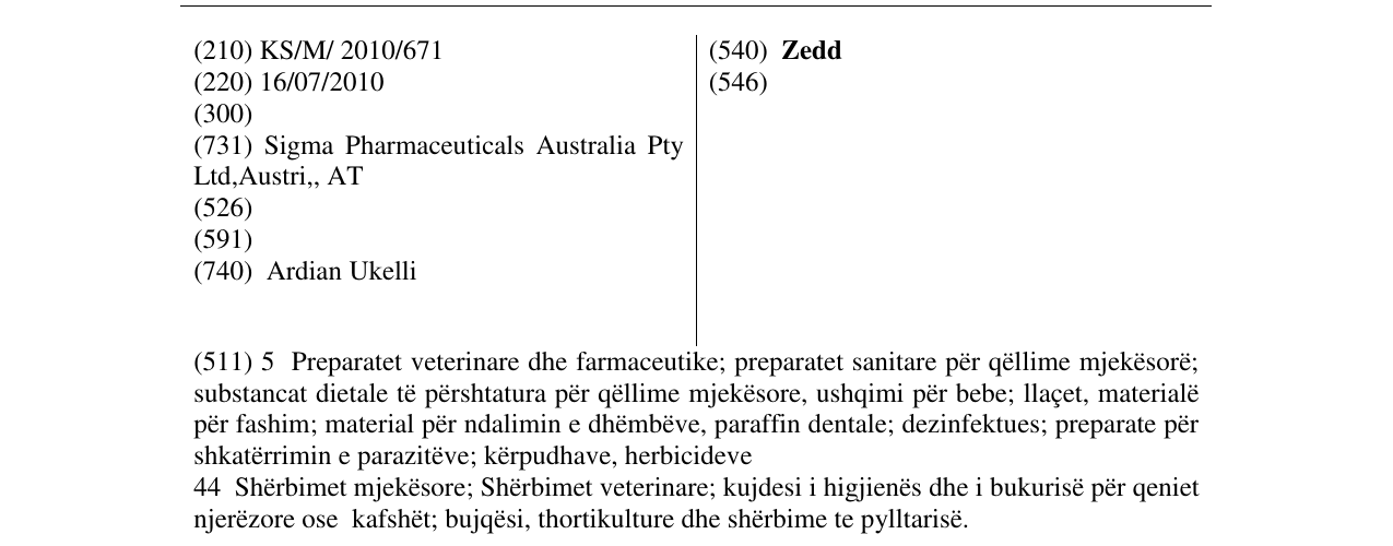 Zëri i markës Zedd në buletin