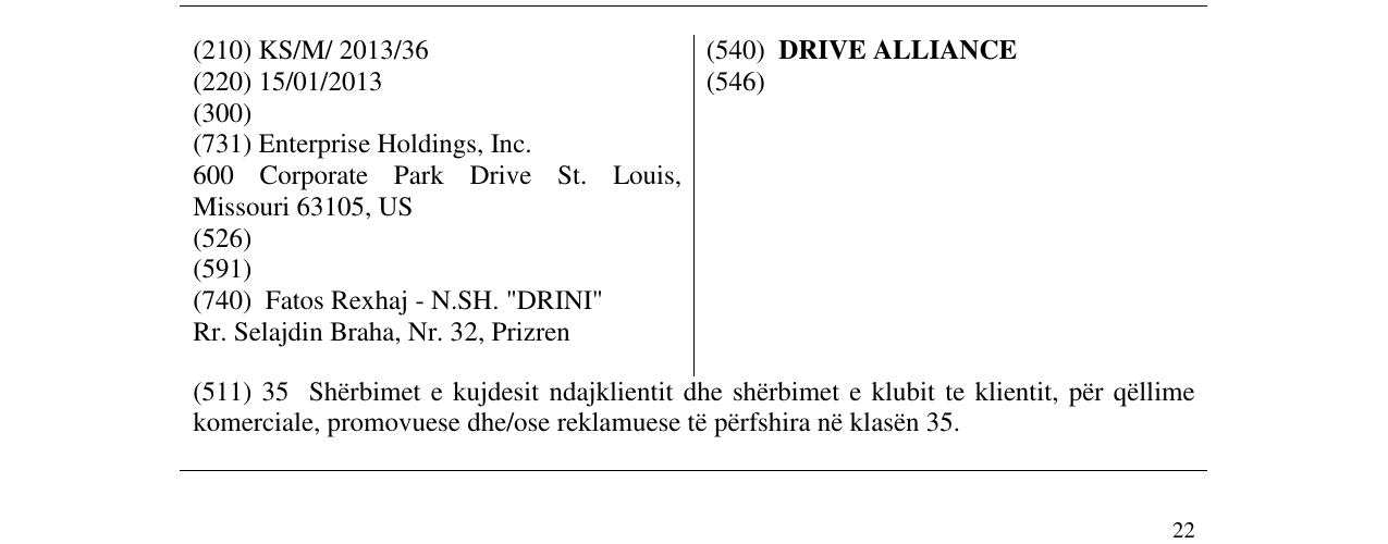 Zëri i markës DRIVE ALLIANCE në buletin