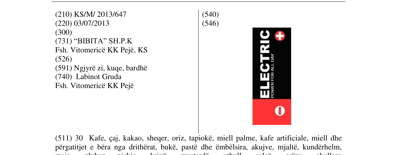 Zëri i markës ELECTRIC Power for all day + në buletin